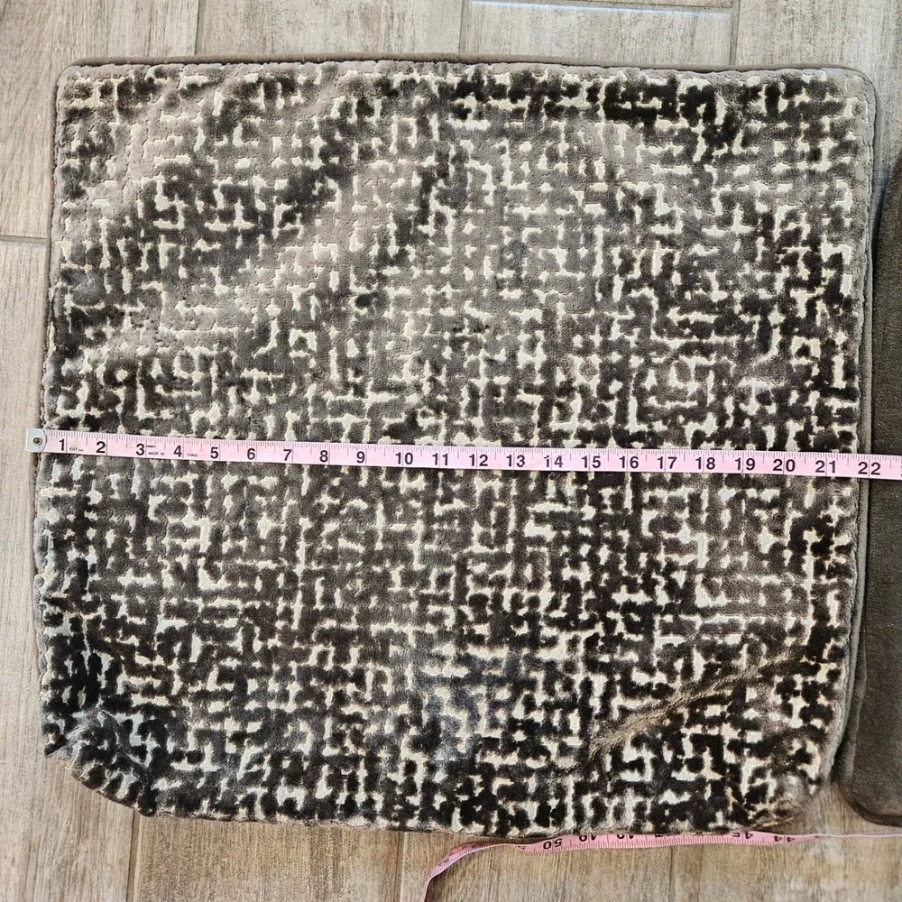 Upholstery Throw Pillow Covers Set of 2 20x20 Brown Taupe Velvet Geometric Solid